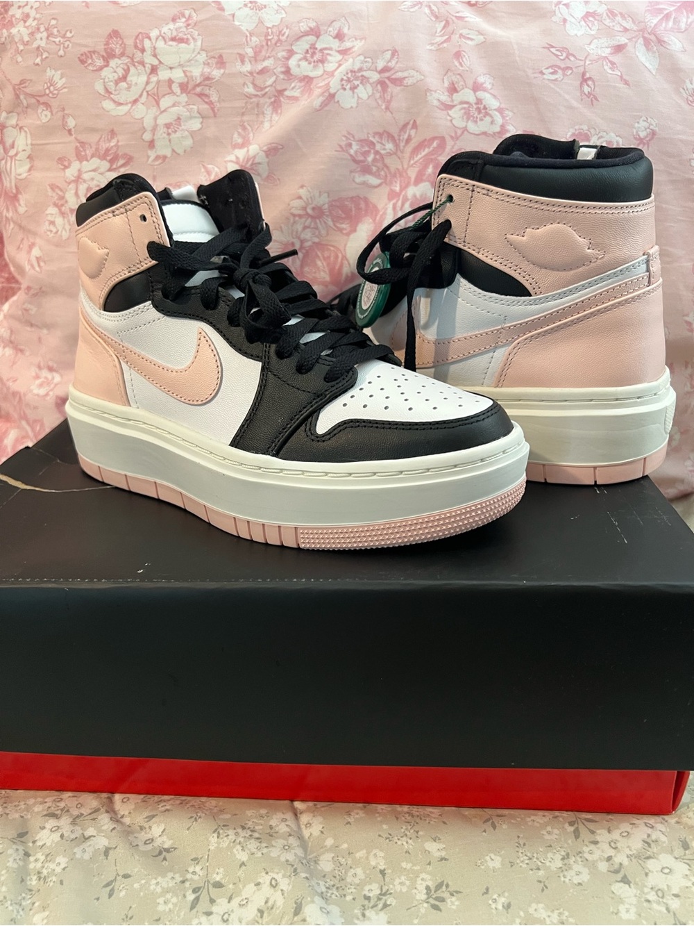 NWT Jordan Women's High-Top Sneakers in Pink, Black & White